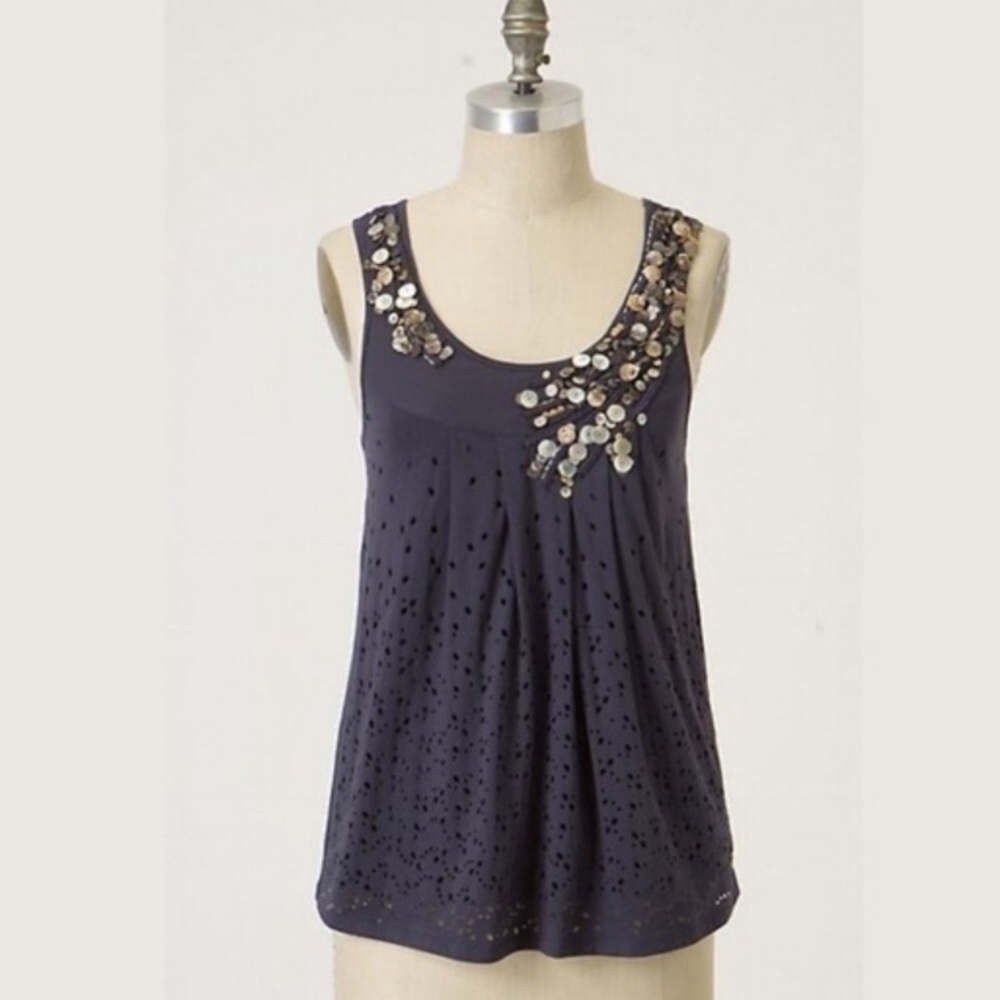 Anthropologie Sprinkled Shells Tank
